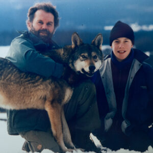 Drehaufnahmen mit Wölfin Knurre und dem Hauptdarsteller Hakan für den Film: Der "Wolf von Lillehammer", Schweden